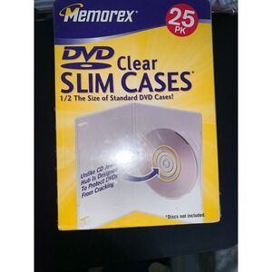 Memorex 25 Pack Clear Slim DVD Cases 1/2 Size Standard Jewel Cases Storage